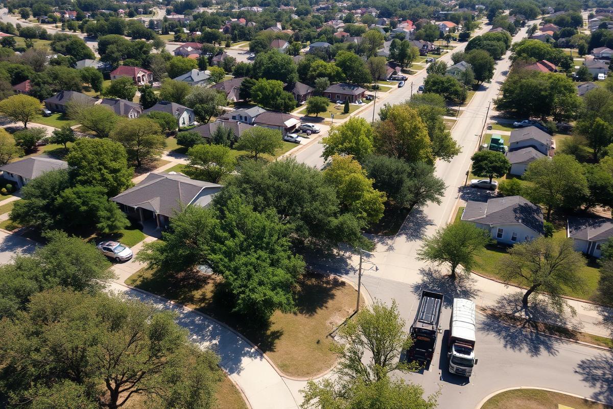 Aerial view of Wylie TX neighborhoods served by Prime Waste Dumpster Rental